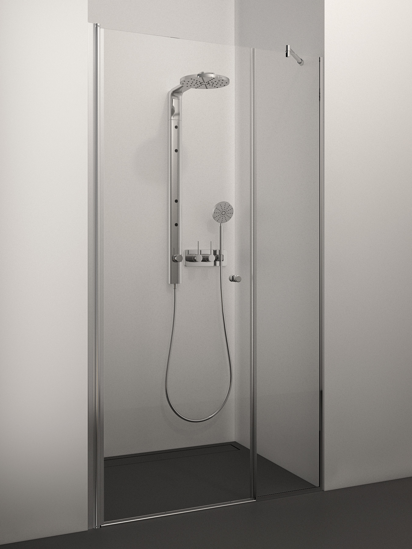 dušas durvis Martina, 1000 mm, h=2000 mm, hroms/caurspīdīgs stikls